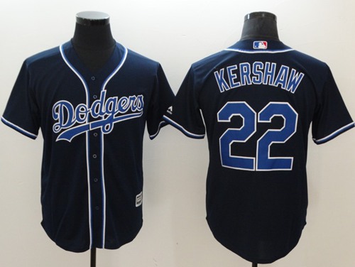 Dodgers #22 Clayton Kershaw Navy Blue New Cool Base Stitched MLB Jersey - Click Image to Close